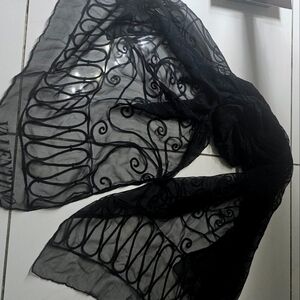 Valentino Black Sheer Scarf long